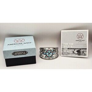 Carolyn Pollack Retired Sterling Silver Turquoise Wide Cuff Bracelet W/Box